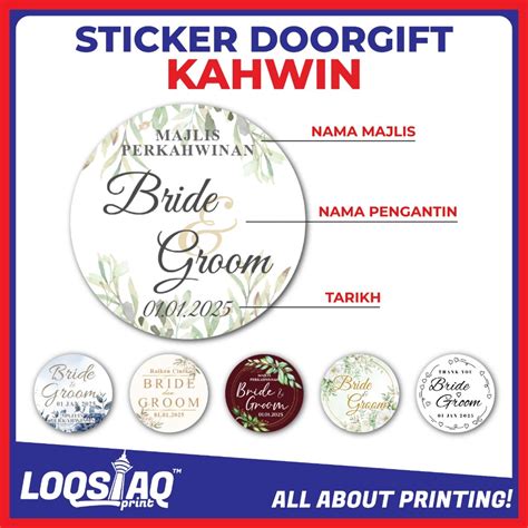 sticker doorgift kahwin cantik  murah sticker bulat doorgift