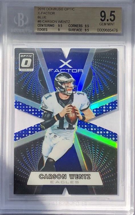 CARSON WENTZ 2016 DONRUSS OPTIC X FACTOR BLUE 6 ROOKIE BGS 9 5 RARE