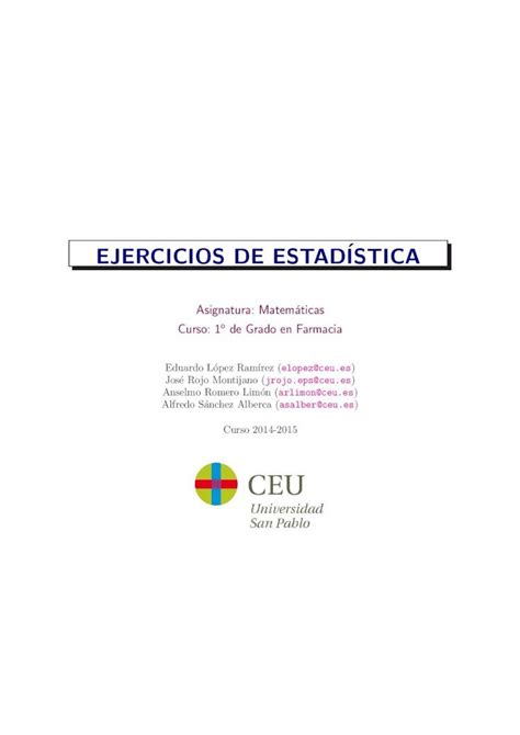 Pdf Ejercicios De Estadistica Academia Cartagena Universidad