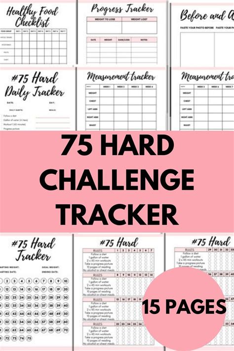 75 Hard Challenge Checklist Sheets