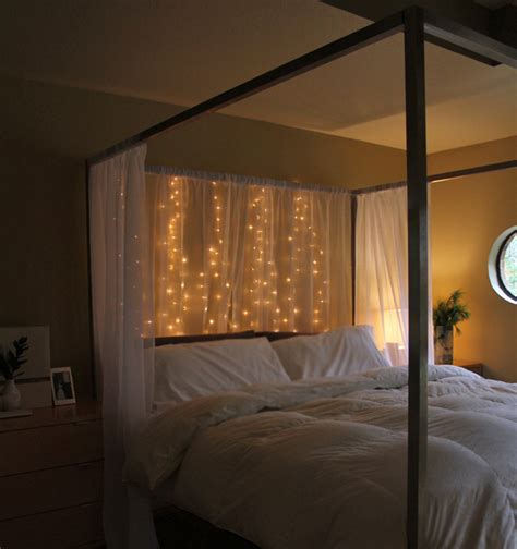 15 Diy Curtain Headboard With Christmas Lights Homemydesign