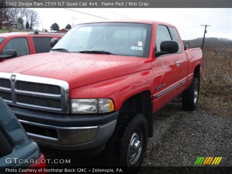 Flame Red 2002 Dodge Ram 2500 Slt Quad Cab 4x4 Mist Gray Interior