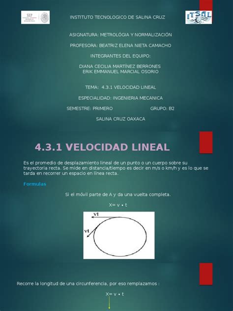 Velocidad Lineal 431 Velocidad Velocidad