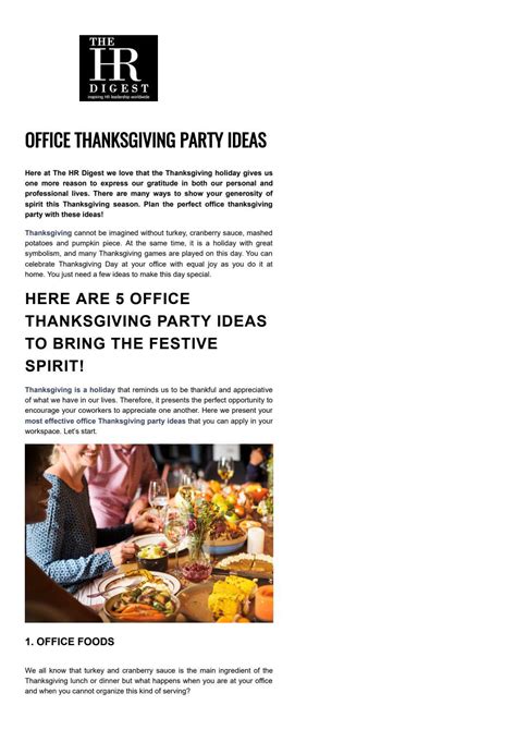 5 Fantastic Office Thanksgiving Party Ideas by Ethan Hest - Issuu