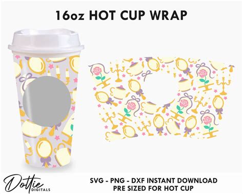 Beauty Loves The Beast Starbucks Tumbler Cup Wrap Craft SVG File