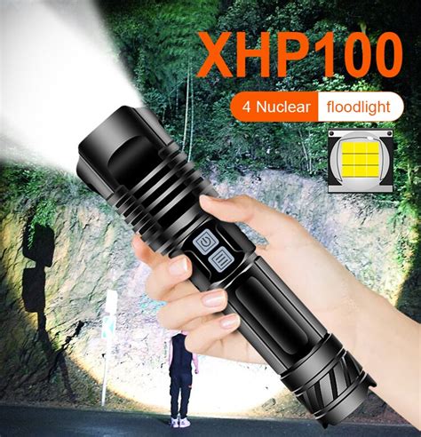 Xhp High Power Led Flashlight Rechargeable Battery Usb