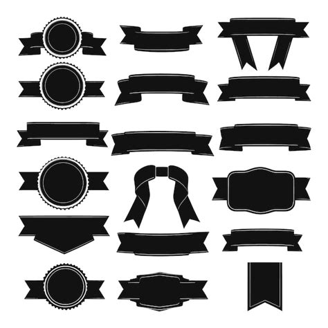 Premium Vector | Banner ribbon set silhouette vector black shape