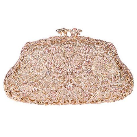 Fawziya Glitter Floret Kiss Lock Flower Purse Box Rhinestone Clutch