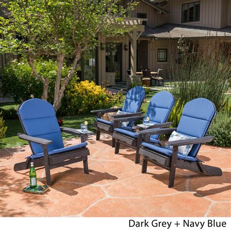 Noble House Malibu Wood Adirondack Chair W Cushion Set Of Dark Gray