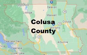 Colusa County on the map of California 2023. Cities, roads, borders and ...