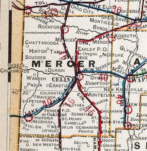 Mercer County, Ohio 1901 Map Celina, OH