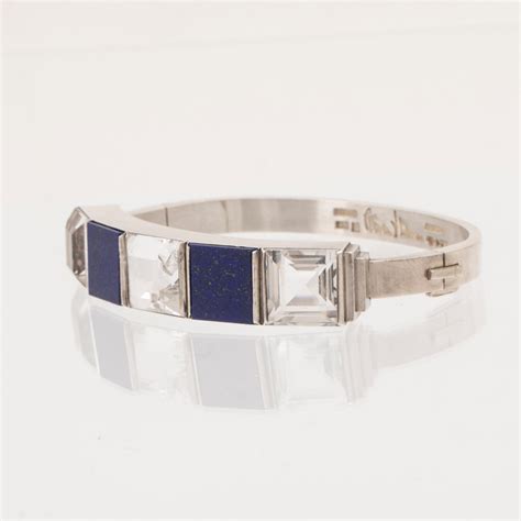 Wiwen Nilsson Armband Silver Med Polerad Lapis Lazuli Och Trappslipad