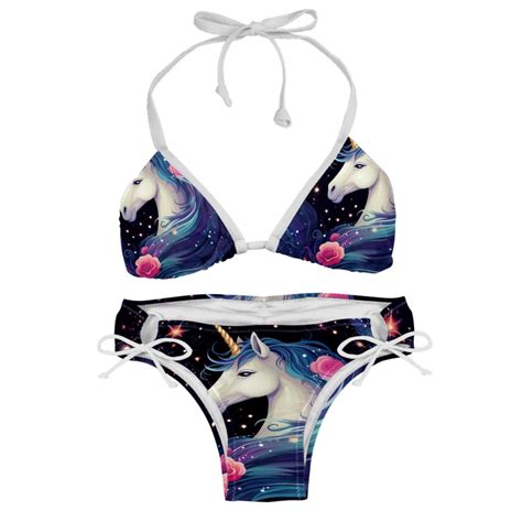 Starry Unicorn Detachable Sponge Adjustable Strap Bikini Set Two Pack