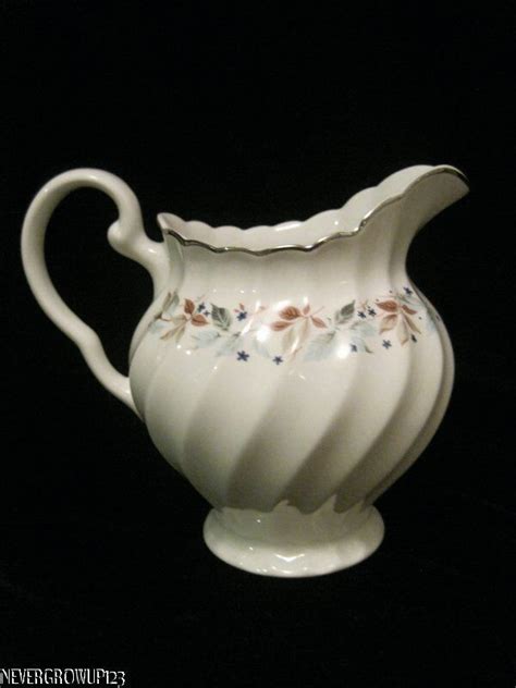 Johnson Bros Snow White Regency Brown Teal Leaf Sugar Bowl Creamer