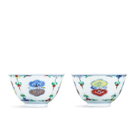 A Fine Pair Of Doucai Lingzhi Winecups Marks And Period Of Yongzheng