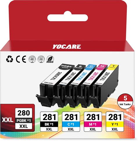 5 Combo Pack 280 281 Ink Cartridges Replacement For Canon Pgi 280xxl Cli 281xxl Compatible For