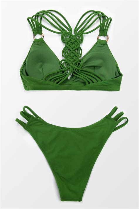 Gr Nes Bikini Set Mit Geflochtenem R Cken Cupshe Deutschland