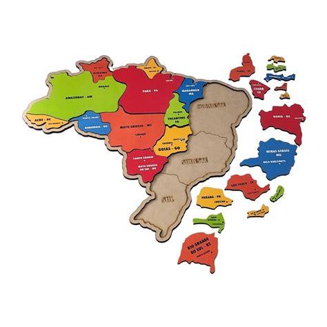 Quebra cabeça Mapa Grande Regiões Estados e Capitais Mimos Para Todos