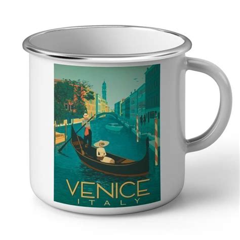 Mug en Métal Emaillé Venise Italie Affiche Poster Vintage Voyage Art