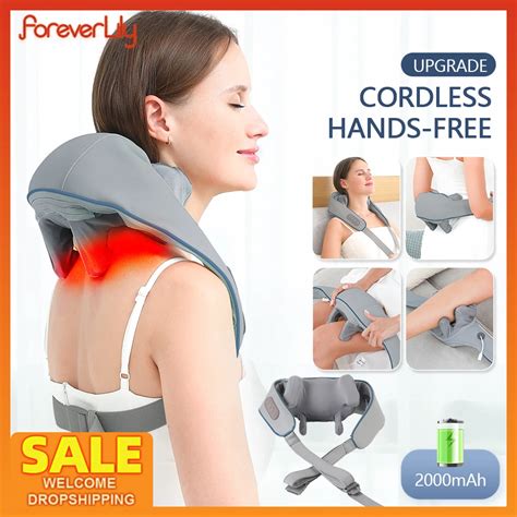 Wireless Neck Shoulder Massager 6d Heated Kneading Shiatsu Massage Shawl Cervical Back Massager