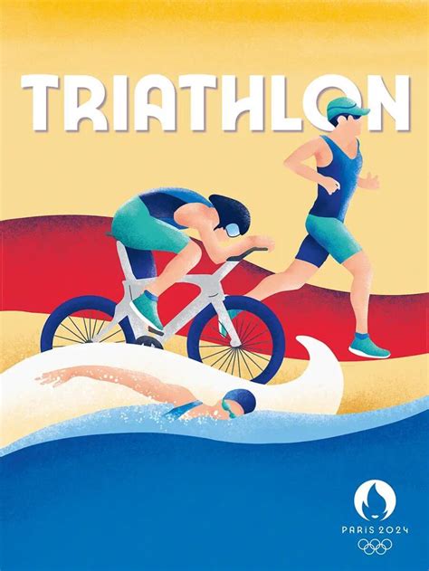 Affiche Jo Officiel Triathlon Multi Couleurs Editor L40 X H30 Cm