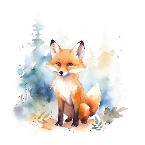 Premium Photo | A watercolor painting of a fox