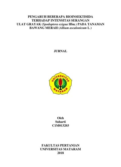 PENGARUH BEBERAPA BIOINSEKTISIDA TERHADAP INTENSITAS SERANGAN ULAT