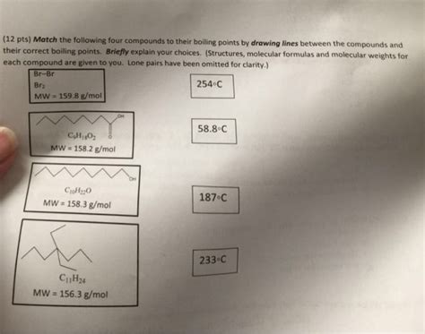 Solved Match The Following Four Compounds To Their Boiling Chegg