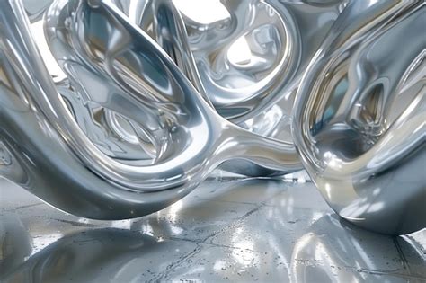 Premium Photo | Abstract liquid metal sculptures in a cosmic galle