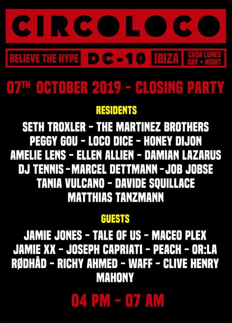 Circoloco Ibiza Reveals Closing Party Lineup News RA