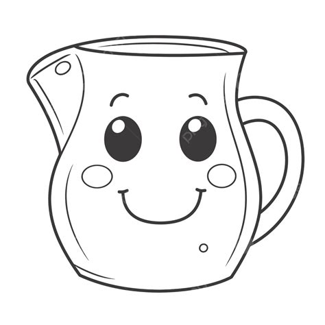 Hand Drawn Jug With A Smile Coloring Page Outline Sketch Drawing Vector