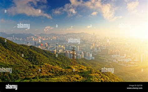 hong kong sunrise on mountain Stock Photo - Alamy