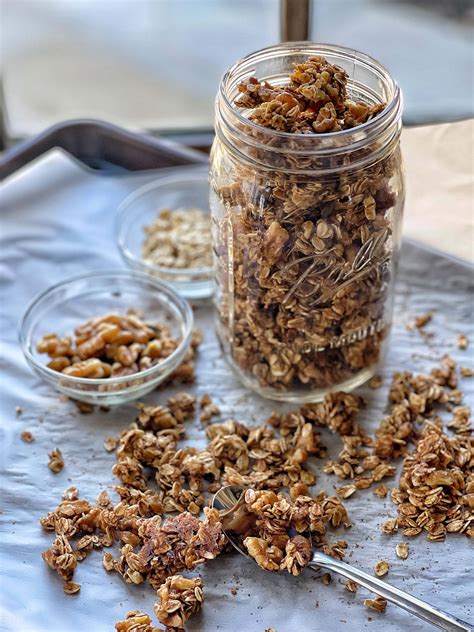 Naturally Sweetened Maple Cinnamon Walnut Granola Sweet Savory And Steph