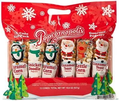 Popcornopolis Gourmet Popcorn Snacks Holiday Cone Variety Snack