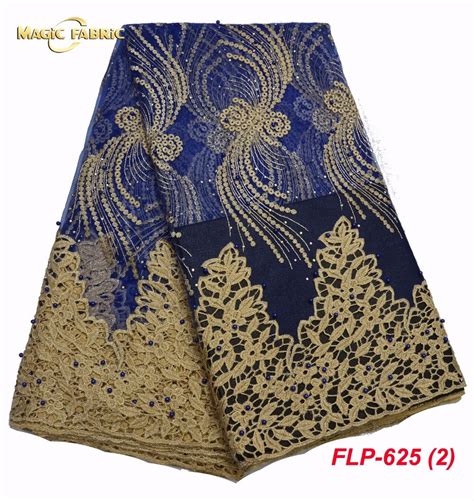 African Beaded Lace Fabric Embroidered Nigerian Laces Fabric