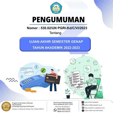 Pengumuman Pembayaran Ujian Semester Genap Tahun Akademik 2022 2023 Prodi Sistem Informasi