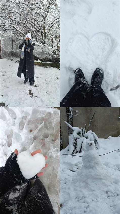 Two People Standing In The Snow With Their Feet Up