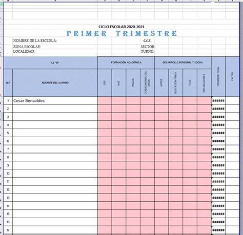 Formatos En Excel Para Calificaciones Primer Trimestre Y Boletas Editables