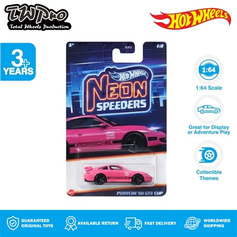 Jual Hot Wheels Neon Speeders Porsche 911 GT3 Cup Pink TWPro Shopee Indonesia