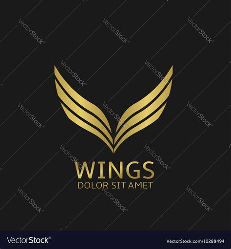 Golden wings logo Royalty Free Vector Image - VectorStock