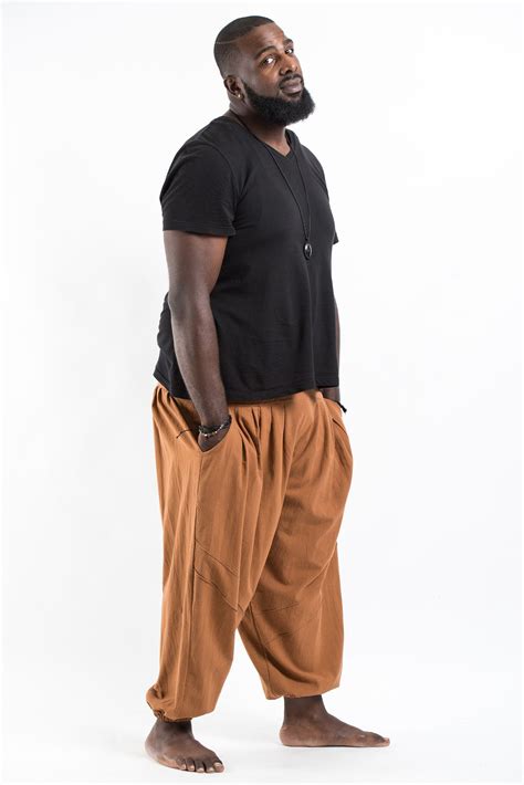 Plus Size Genie Mens Cotton Harem Pants In Brown