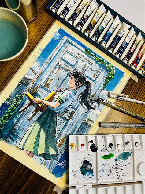 Drawing Suzume No Tojimari With Watercolor And Pen Behance