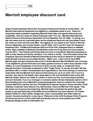 Fillable Online Marriott Employee Discount Card Fax Email Print PdfFiller