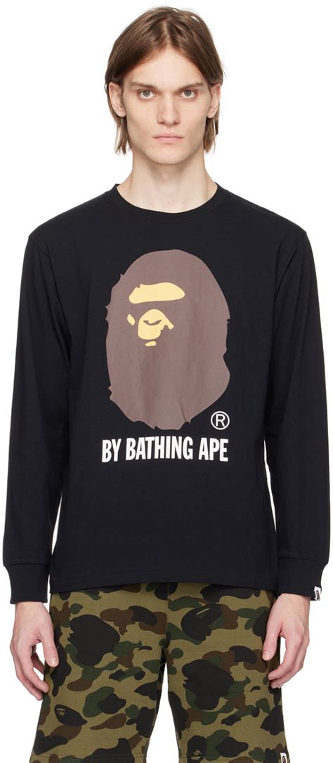 Bape Black A Bathing Ape Long Sleeve T Shirt Ssense