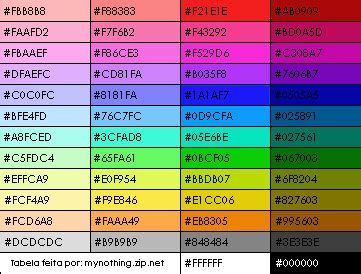 Tabela De Cores Css