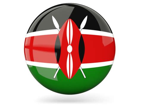 Glossy Round Icon Illustration Of Flag Of Kenya