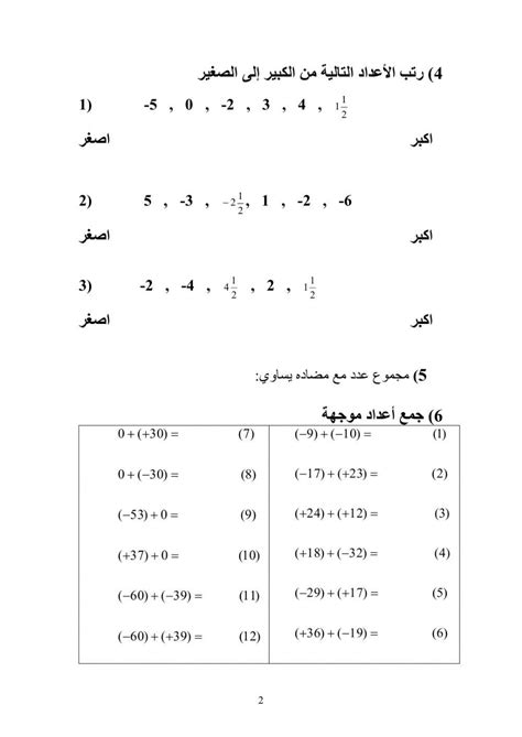 ترتيب الأعداد على المحور وجمع اعداد موجهه Online Exercise For Live