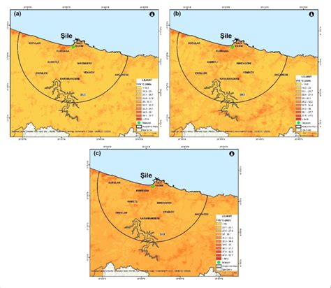 Şile 1990(a), 2009(b) and 2021(c) LST maps | Download Scientific Diagram