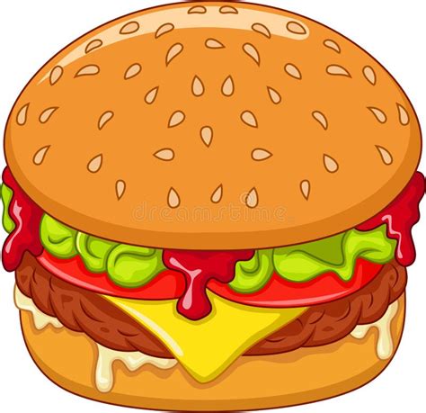 Hamburguer Isolado Hamburger Dos Desenhos Animados No Bacground Branco