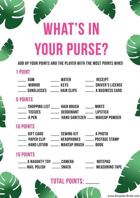 Whats In Your Purse Game Free Printable